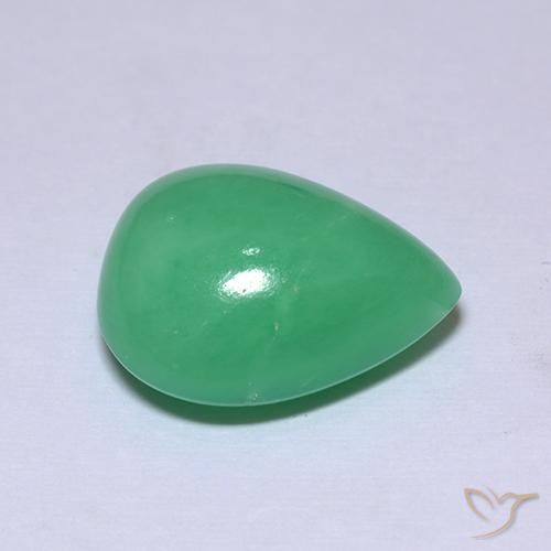 Crisoprasa verde natural de 7,53 ct, en forma de pera, opaco