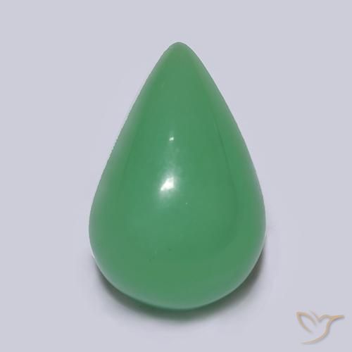 Crisoprasa verde natural de 4,74 ct, en forma de pera, translúcido