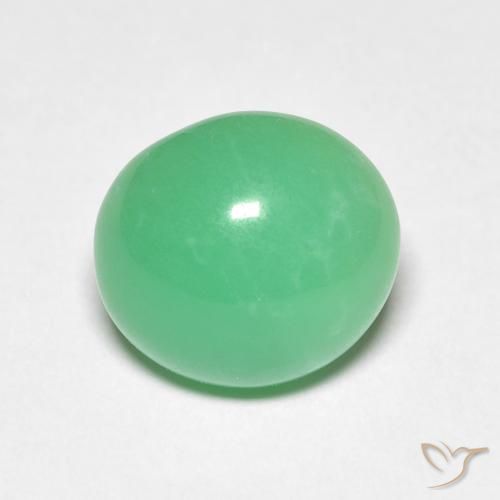 Crisoprasa verde natural de 3,38 ct, corte óvalo, opaco