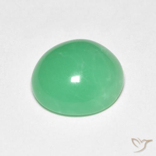 Crisoprasa verde natural de 3,38 ct, corte óvalo, opaco