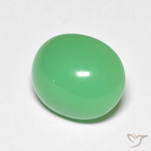 Crisoprasa verde natural de 5,20 ct, corte óvalo, opaco