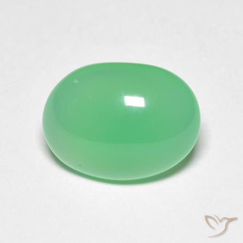 3.71ct Natural Verde claro crisoprasa, Ovalada, Translúcido