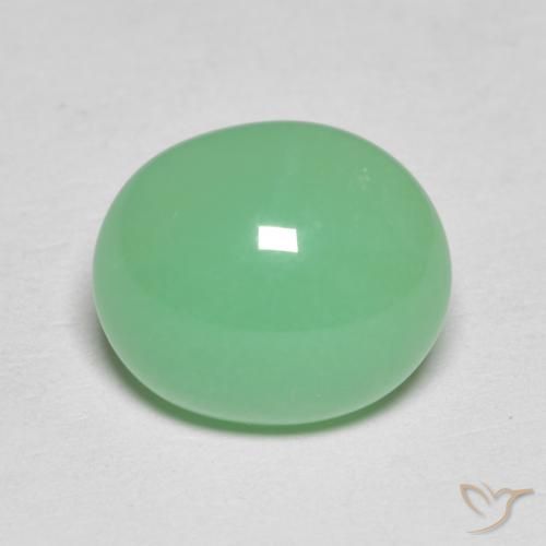 4.25ct Natural Verde amarillento pálido crisoprasa, Ovalada, Opaco