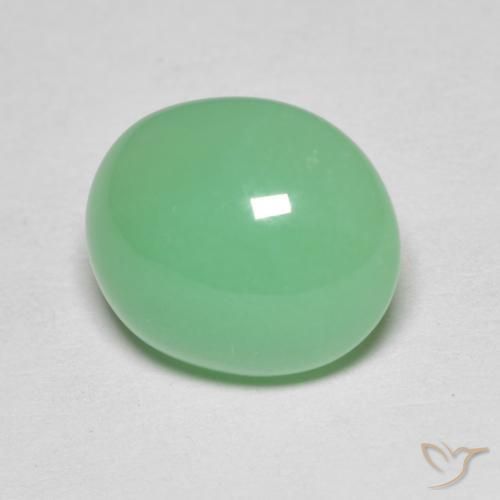 crisoprasa Verde amarillento pálido natural de 4.25 ct, Ovalada, Opaco