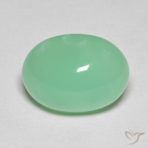 Crisoprasa verde helecho claro natural de 4,97 ct, corte óvalo, opaco