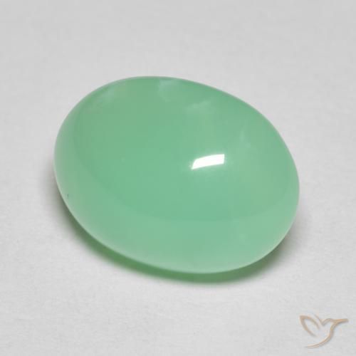 Crisoprasa verde helecho claro natural de 4,97 ct, corte óvalo, opaco