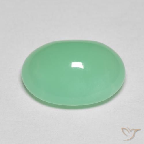 Crisoprasa verde helecho claro natural de 4,97 ct, corte óvalo, opaco