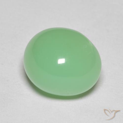 Crisoprasa verde natural de 4,85 ct, corte óvalo, opaco