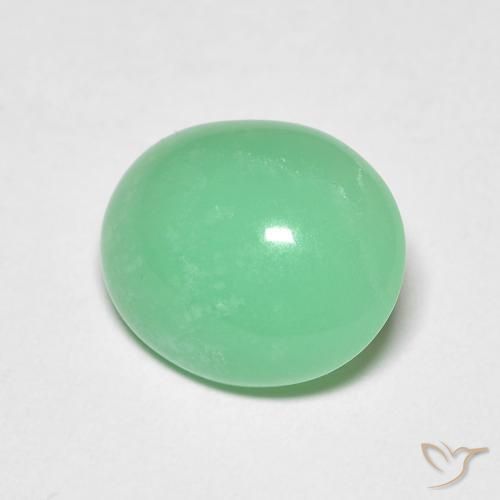 Crisoprasa verde natural de 3,34 ct, corte óvalo, transparente