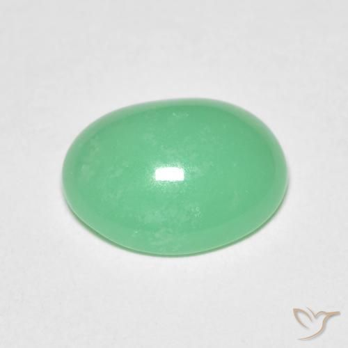 Crisoprasa verde natural de 3,34 ct, corte óvalo, transparente