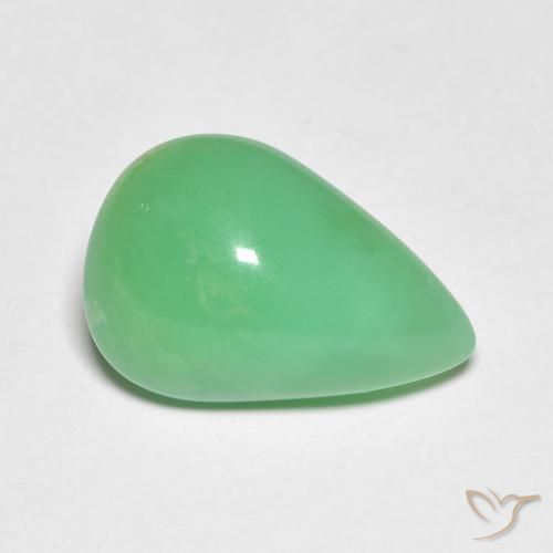 Crisoprasa verde natural de 5,19 ct, en forma de pera, opaco