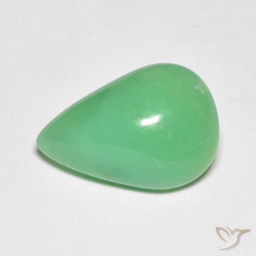 Crisoprasa verde natural de 5,19 ct, en forma de pera, opaco