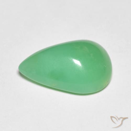 Crisoprasa verde natural de 5,19 ct, en forma de pera, opaco