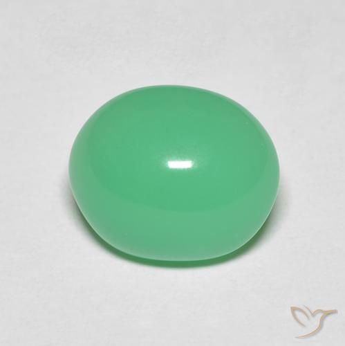 3.48ct Natural Verde trébol crisoprasa, Ovalada, Opaco