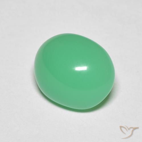 crisoprasa Verde trébol natural de 3.48 ct, Ovalada, Opaco