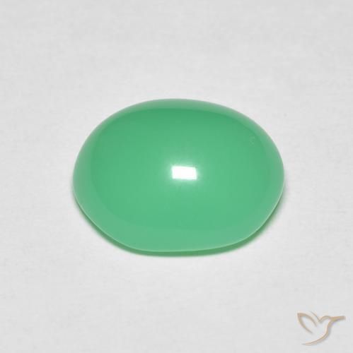 crisoprasa Verde trébol natural de 3.48 ct, Ovalada, Opaco