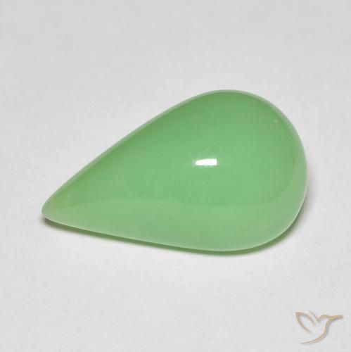 Crisoprasa verde natural de 6,89 ct, en forma de pera, opaco