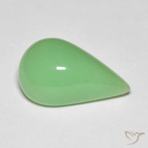 Crisoprasa verde natural de 6,89 ct, en forma de pera, opaco