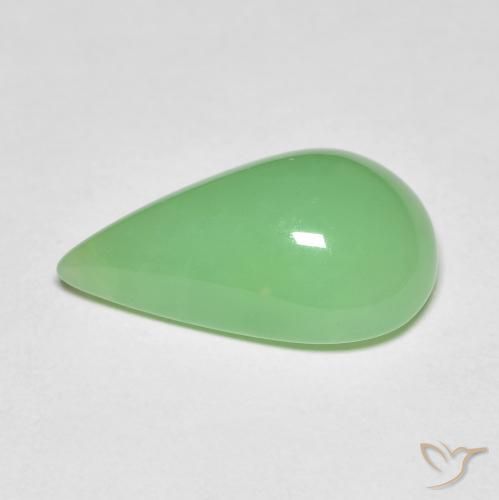 Crisoprasa verde natural de 6,89 ct, en forma de pera, opaco