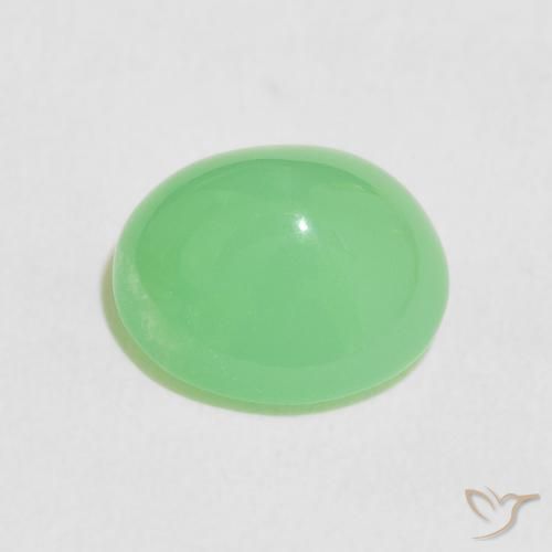 crisoprasa Verde trébol claro natural de 4.19 ct, Ovalada, Translúcido