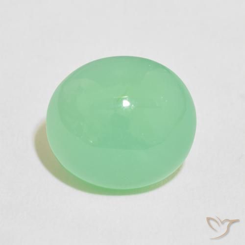 9.76ct Natural Verde amarillento pálido crisoprasa, Ovalada, Translúcido