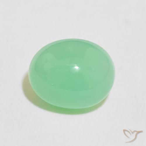 3.60ct Natural Verde amarillento pálido crisoprasa, Ovalada, Opaco