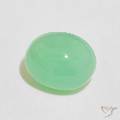 crisoprasa Verde amarillento pálido natural de 3.60 ct, Ovalada, Opaco