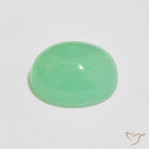 crisoprasa Verde amarillento pálido natural de 3.60 ct, Ovalada, Opaco