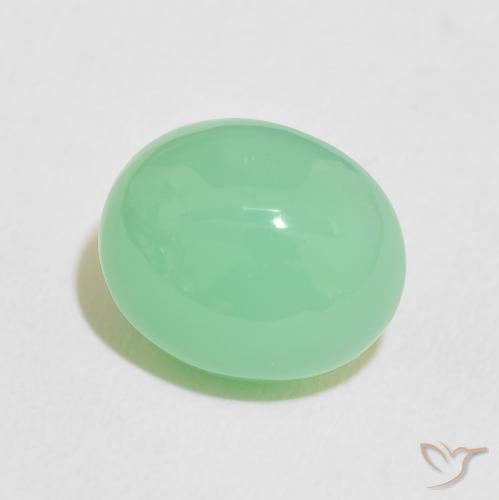 crisoprasa Verde claro natural de 5.14 ct, Ovalada, Opaco