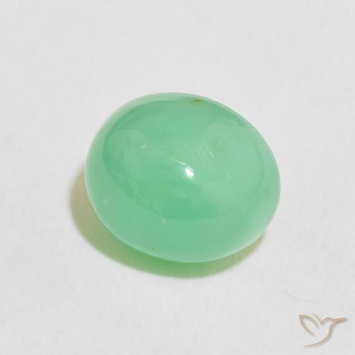 crisoprasa Verde menta claro natural de 3.76 ct, Ovalada, Translúcido