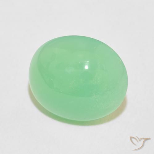 crisoprasa Verde amarillento pálido natural de 4.70 ct, Ovalada, Opaco