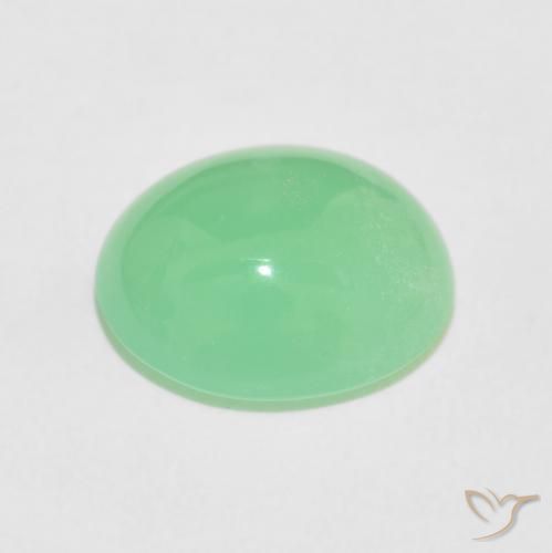 crisoprasa Verde amarillento pálido natural de 4.70 ct, Ovalada, Opaco