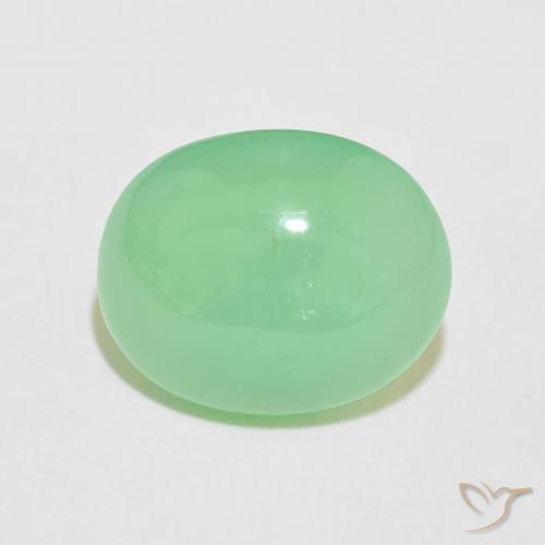 7.94ct Natural Verde amarillento pálido crisoprasa, Ovalada, Opaco