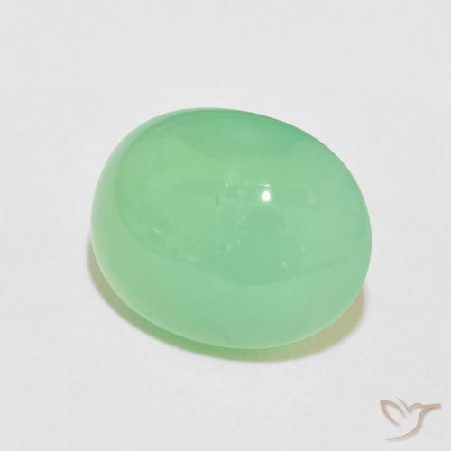 crisoprasa Verde amarillento pálido natural de 7.94 ct, Ovalada, Opaco