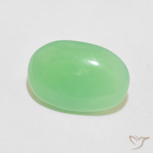 crisoprasa Verde amarillento natural de 5.72 ct, Ovalada, Opaco