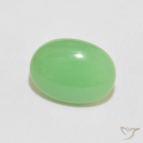crisoprasa Verde amarillento natural de 4.06 ct, Ovalada, Opaco