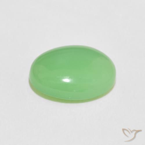 crisoprasa Verde amarillento natural de 4.06 ct, Ovalada, Opaco