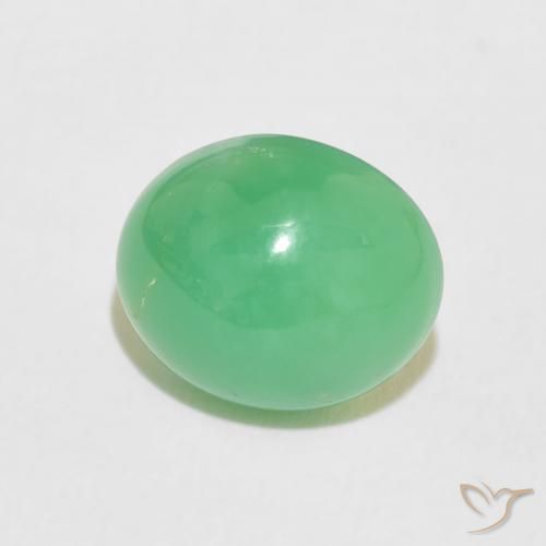 crisoprasa Verde trébol claro natural de 3.31 ct, Ovalada, Opaco