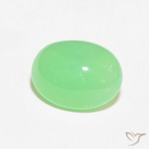 crisoprasa Verde claro natural de 3.02 ct, Ovalada, Opaco