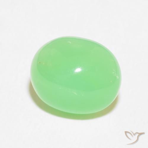 crisoprasa Verde amarillento pálido natural de 3.47 ct, Ovalada, Opaco