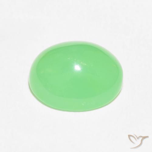 crisoprasa Verde amarillento pálido natural de 3.47 ct, Ovalada, Opaco
