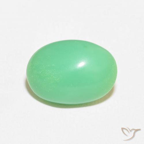 7.44ct Natural Verde amarillento pálido crisoprasa, Ovalada, Opaco
