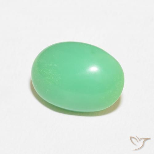 crisoprasa Verde amarillento pálido natural de 7.44 ct, Ovalada, Opaco