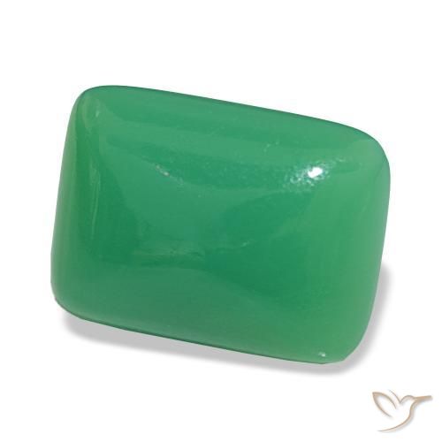 Crisoprasa Verde albahaca claro natural de 8.79 ct, Corte Baguette, Opaco