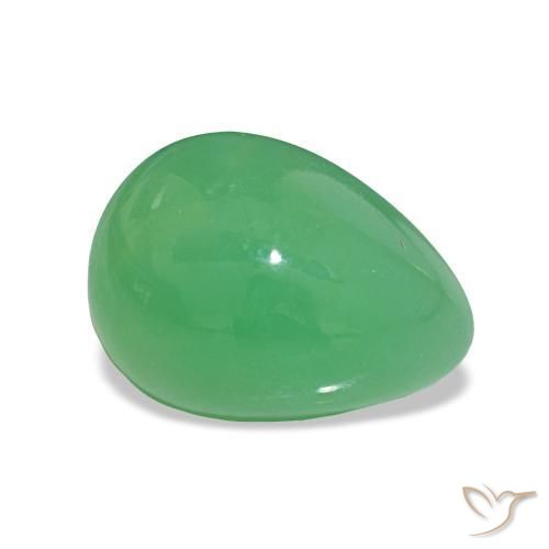 crisoprasa Verde medio natural de 2.30 ct, En forma de pera, Opaco