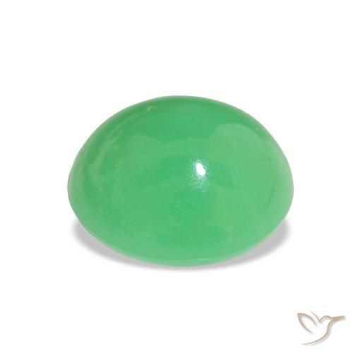 Crisoprasa Verde amarillento natural de 4.13 ct, Corte Óvalo, Opaco