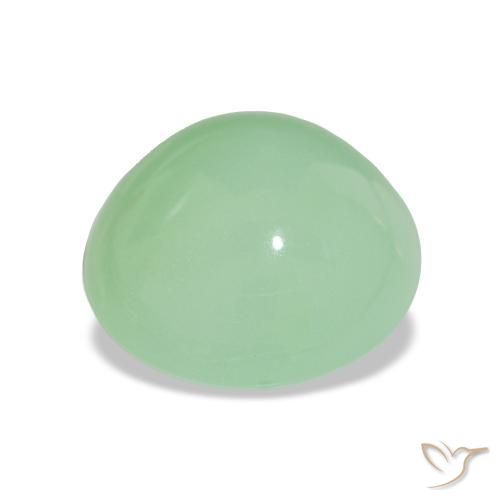 Crisoprasa Verde musgo claro natural de 7.40 ct, Corte Óvalo, Opaco