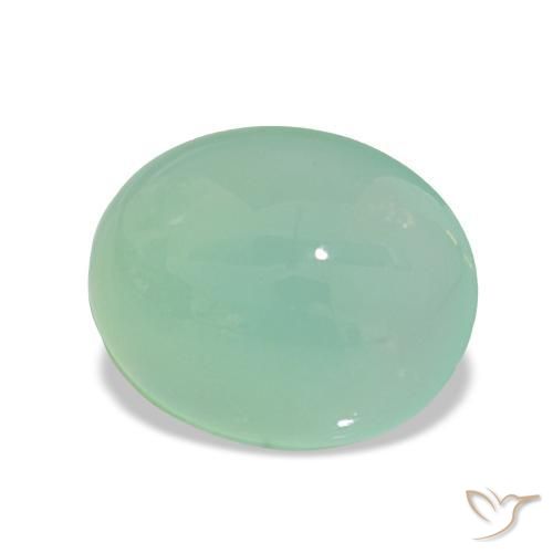 crisoprasa Verde musgo pálido natural de 2.96 ct, Corte Óvalo, Translúcido