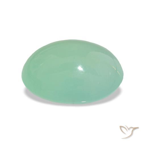 crisoprasa Verde musgo pálido natural de 2.96 ct, Corte Óvalo, Translúcido