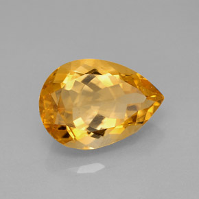 Citrino amarillo natural de 5,09 ct, en forma de pera, VVS